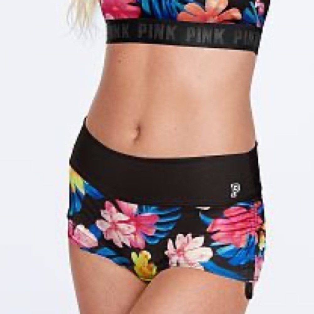 Victoria secret pink tropical print gym to swim shorties only